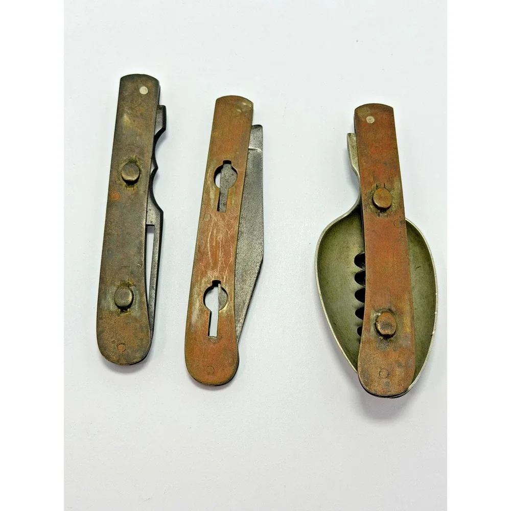 Antique A.W. Wadsworth Germany 3 Piece Hobo Knife Fork Spoon Corkscrew